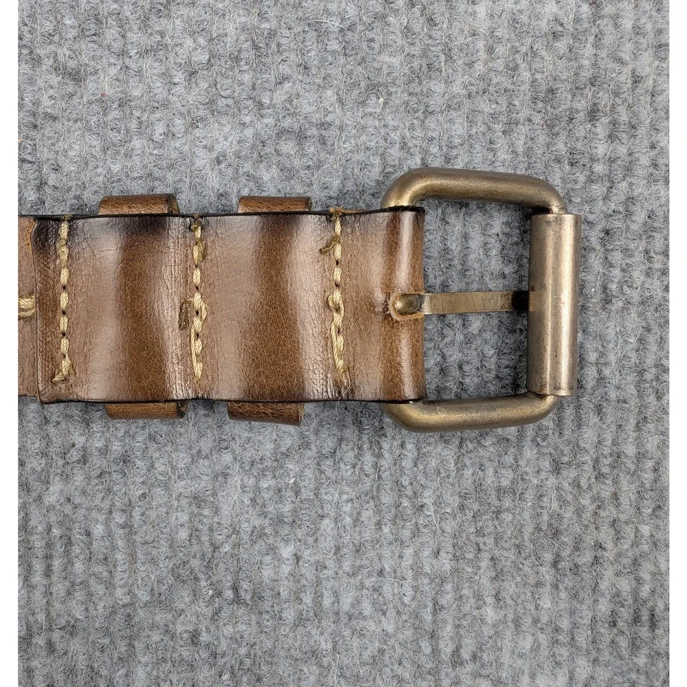 Amsterdam Heritage Leather Belt Mens 36 Brown Handmade Genuine Classic Patina
